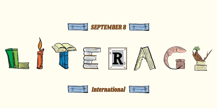 वेक्टर international literacy day cool writing stylecolor cartoon style