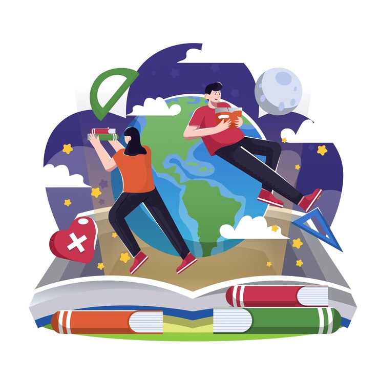 Vector international literacy day flat illustration