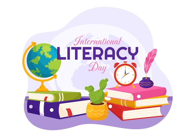 International Literacy Day Illustration with Book and Educational Equipment in Education Holiday