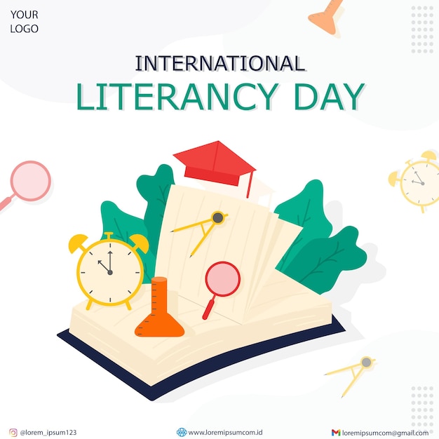 Modello di illustrazione vettoriale per la giornata internazionale dell'alfabetizzazione
