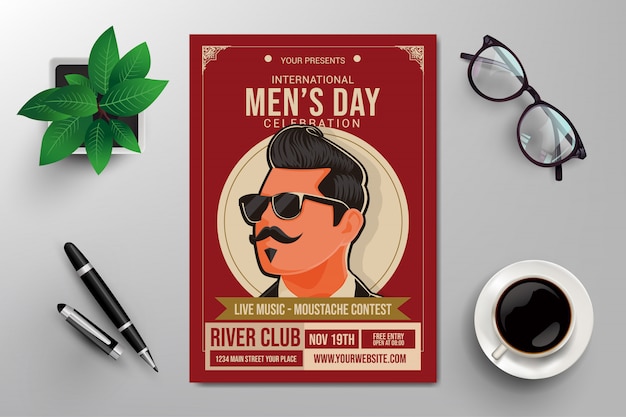 International men's day flyer template