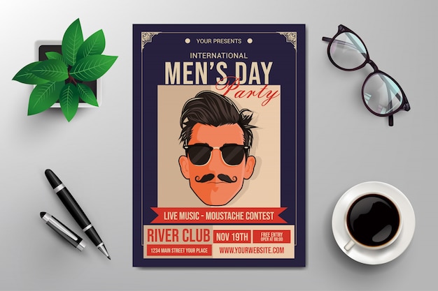 Vector international men's day flyer template