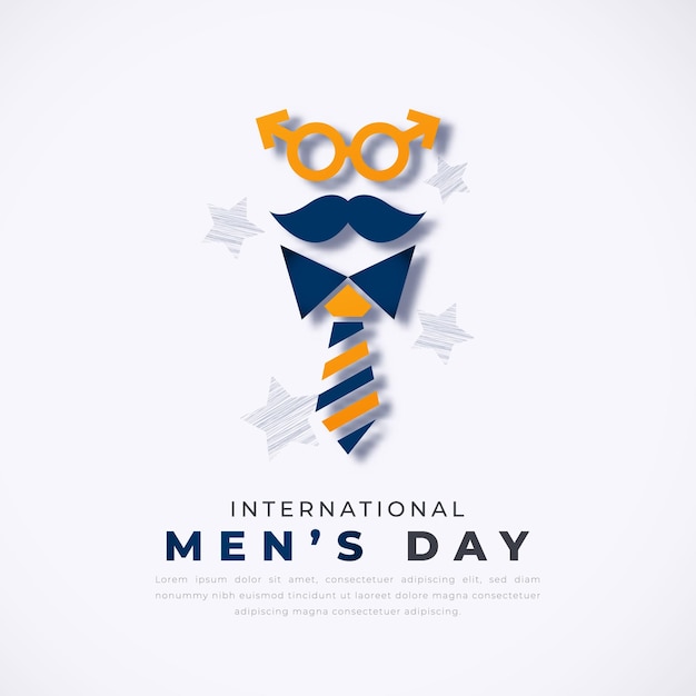 Vector international mens day poster banner background in paper cut style vector illustration