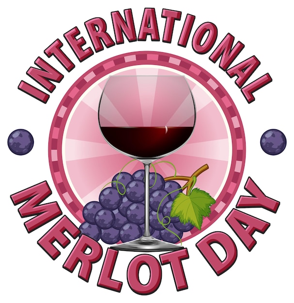 Vettore design del logo della giornata internazionale del merlot