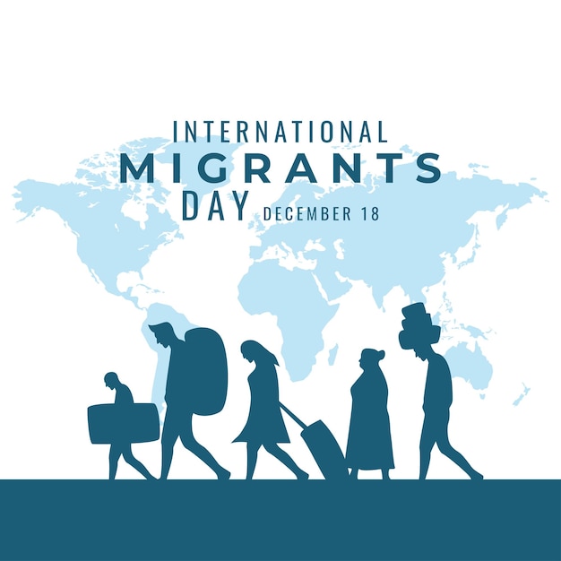 International Migrants Day design for banner greeting card poster vector logo