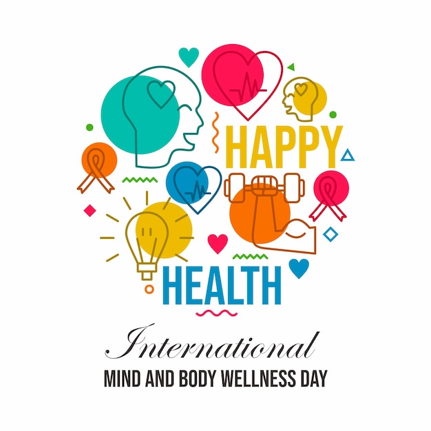 Premium Vector International mind and body wellness day