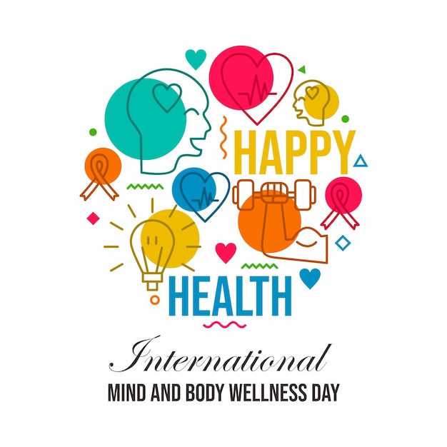 Vector international mind and body wellness day