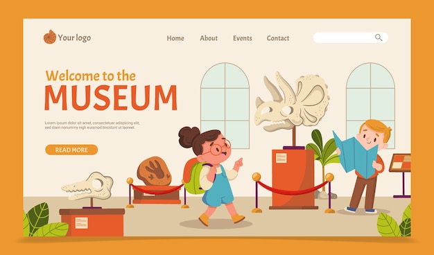 International museum day landing page in flat design