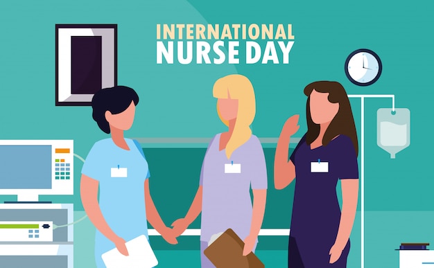 International nurse day with professionals females in operating theater