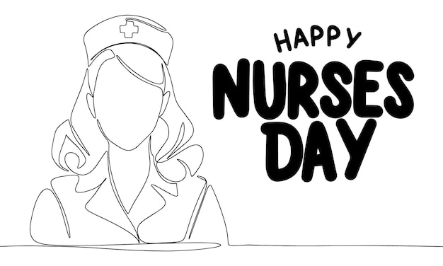 International Nurses Day banner Line art nurse Hand drawn vector art