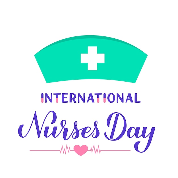 International Nurses day calligraphy hand lettering isolated on white Easy to edit vector template for typography poster banner greeting card flyer sticker etc