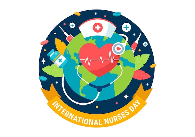 Vector international nurses day illustration for contributions that nurse make to society in healthcare