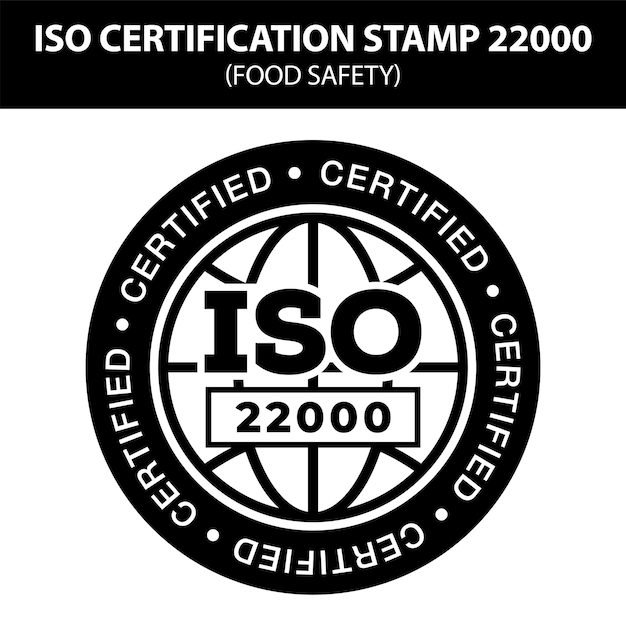 International organization for standardization stamp 22000. popular standards iso. food safety.