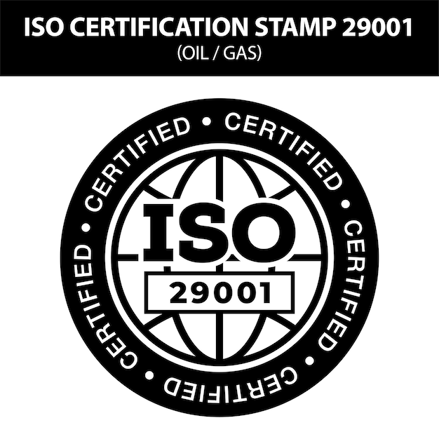 Vector international organization for standardization stamp 29001. popular standards iso. oil and gas