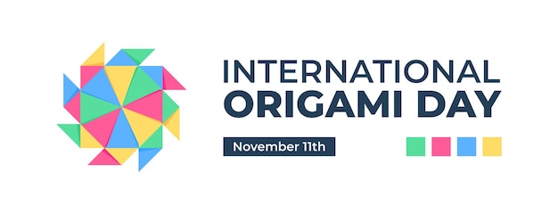 International Origami Day Poster Background Banner Template with Colorful Origami Paper