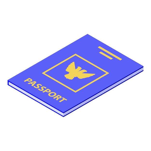 International passport icon Isometric of international passport vector icon for web design isolated on white background