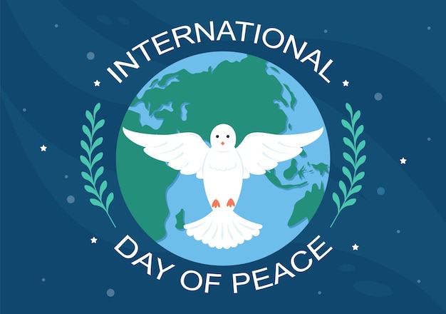 Vector international peace day cartoon illustration to create prosperous in the world in flat style design