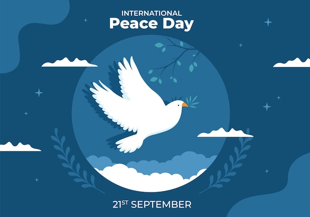 International Peace Day Cartoon Illustration to Create Prosperous in the World in Flat Style Design