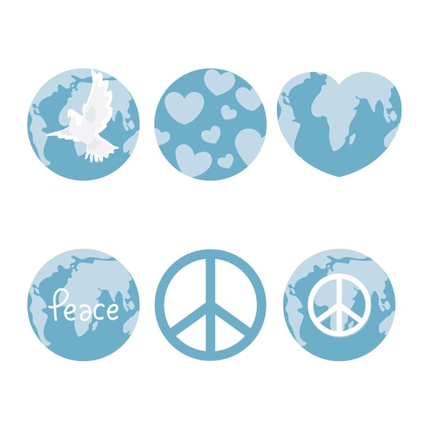 International Peace Day concept there are peaceful global sign icons vector illustration