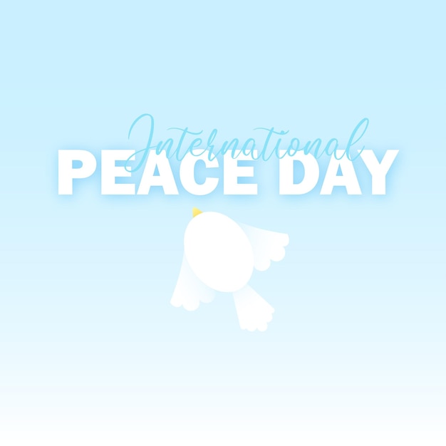 International peace day The inscription to the World Day of Peace and a white dove on a blue backgro