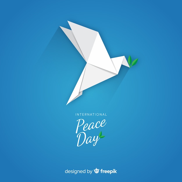 International peace day with origami dove