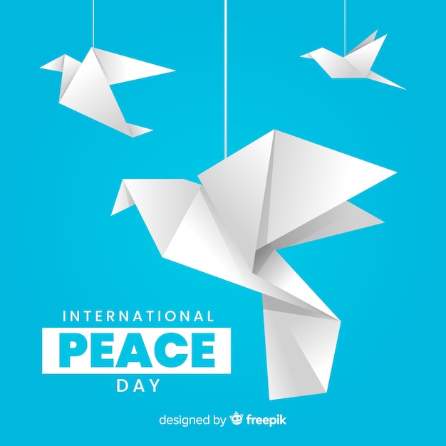Vettore giornata internazionale della pace con colombe origami