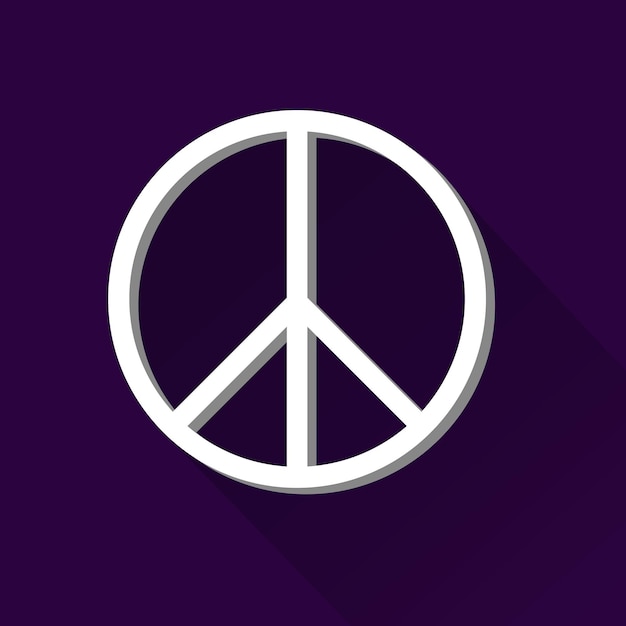国際平和シンボル パシフィック 白いアイコン 紫の背景に反軍事運動のエンブレム