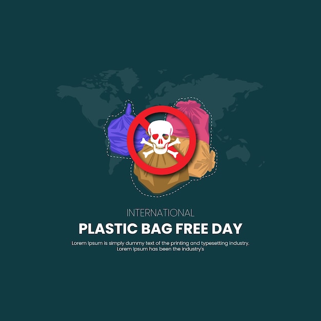 国際的なビニール袋の無料の日プラスチックにノーと言う緑に行く自然を救う海を救う