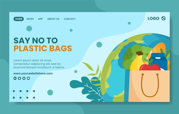 International Plastic Bag Free Day Social Media Landing Page Flat Hand Drawn Template Illustration