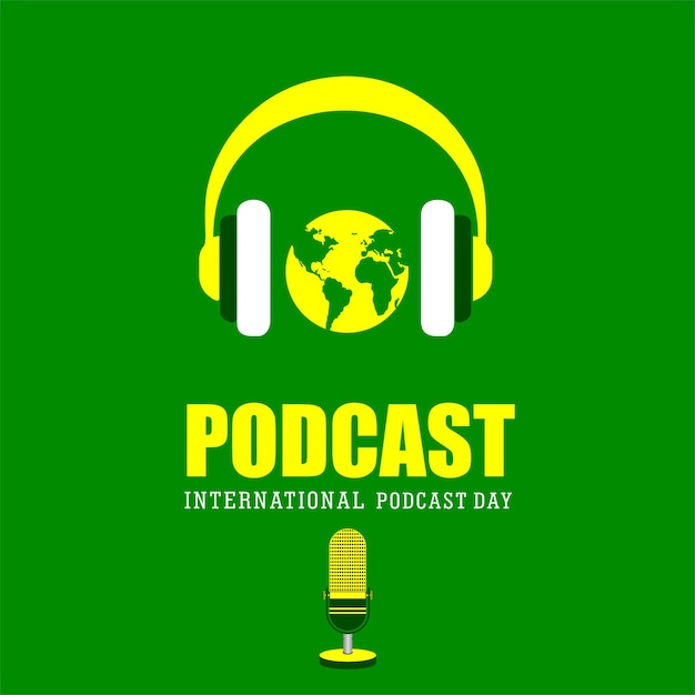 International podcast day microfono podcast illustrazione vettoriale e testo