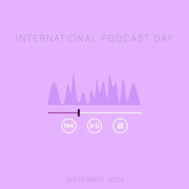 Vettore cartolina o banner per la giornata internazionale dei podcast per il 30 settembre equalizzatore o onda sonora di un livello audio illustrazione vettoriale per il design