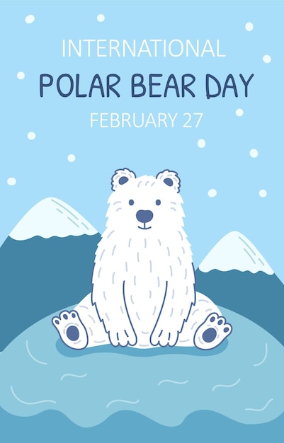 Vector international polar bear day february 27