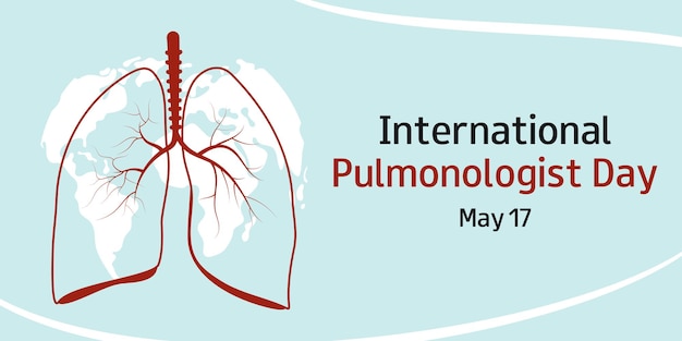 Giornata internazionale del polmonologo 17 maggio silhouette vettoriale dei polmoni e testo disegno per banner