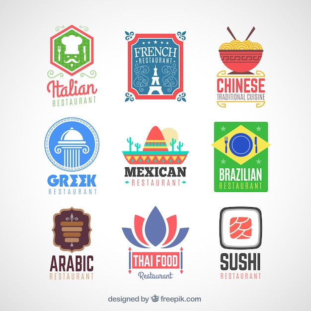 Vector international restaurant logos