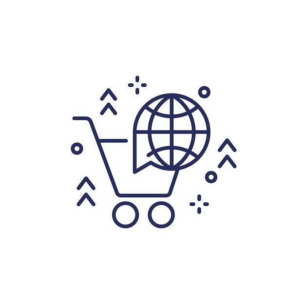 International sales line icon on white