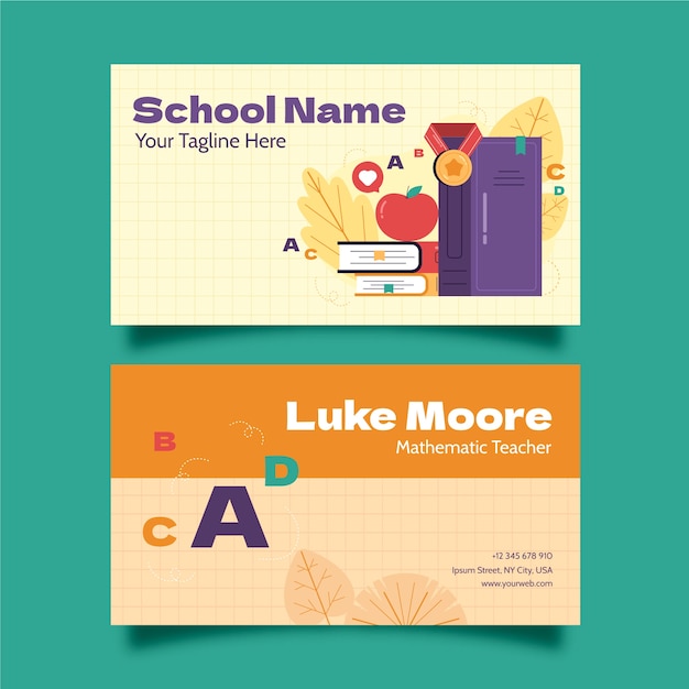 International school horizontal business card