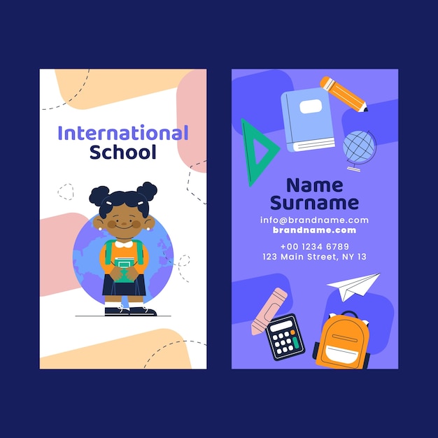 Premium Vector | International school vertical business card