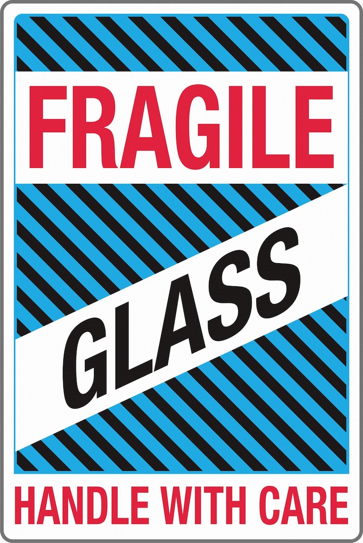Vector international shipping pictorial labels fragile glass handle with care