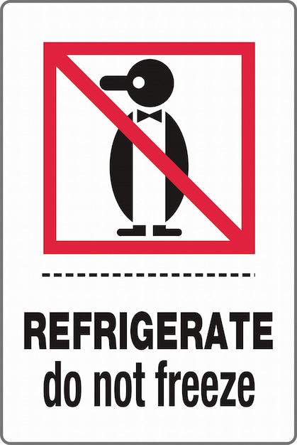 Vector international shipping pictorial labels penguins icon symbol refrigerate do not freeze