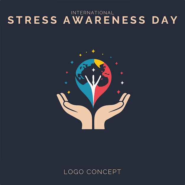 Vector international stress awareness day logo concept for branding and event