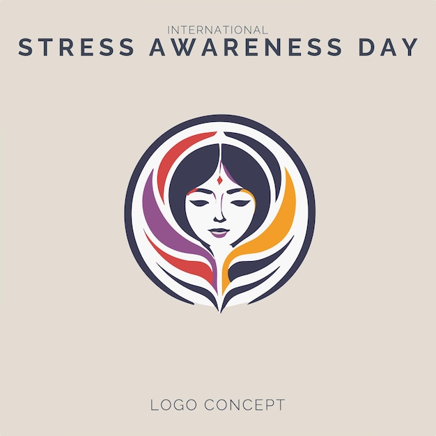 International stress awareness day logo concept for branding and event