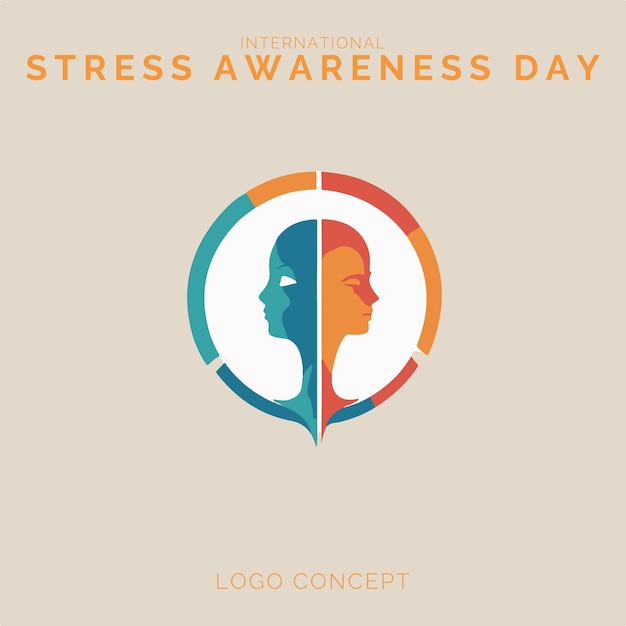 Vector international stress awareness day logo concept voor branding en evenement