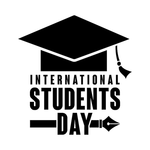 International student day lettering with graduation cap vector illustration