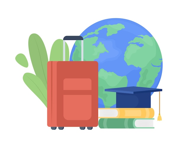 International student flat concept vector illustration