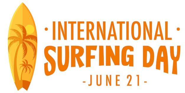 International surfing day logo banner isolated