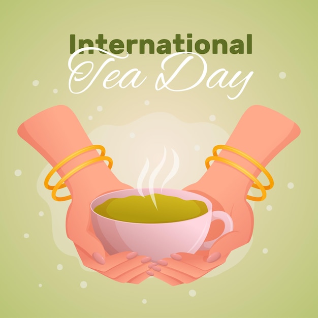 Международный день чая 21 мая или 15 декабря Женщина держит в руке чашку с зеленым чаем