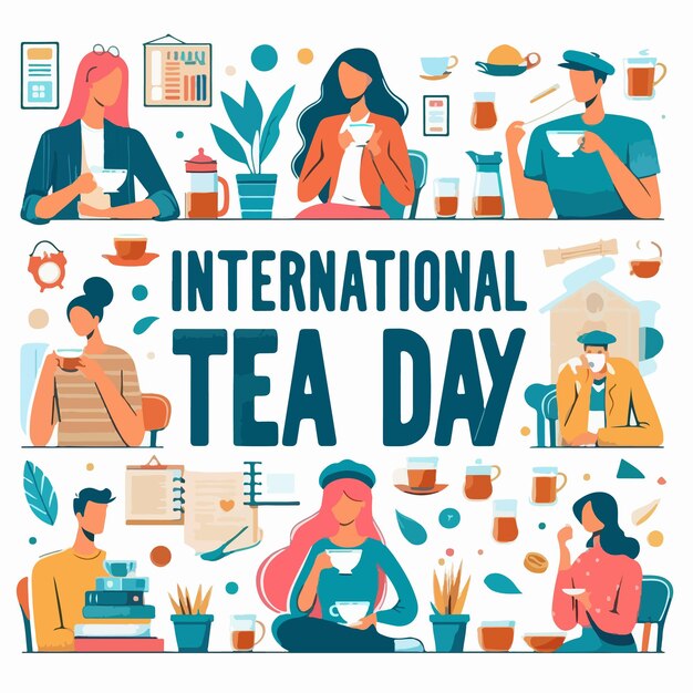 ベクトル international tea day vector illustration background flat design