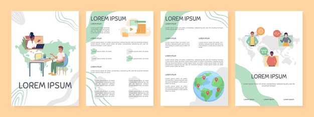 International team flat vector brochure template