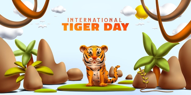 Vector international tiger day awareness for conservation