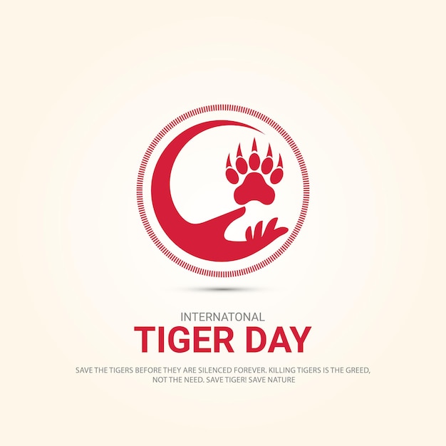 국제 호랑이의 날, 고립 된 평면 디자인.